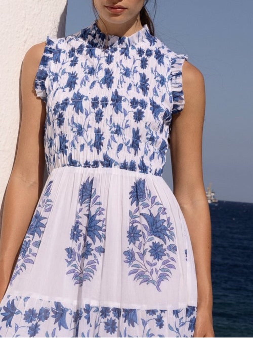 OLIPHANT SLEEVELESS SMOCKED MAXI- MARION BLUE. XXL - Picture 11 of 13